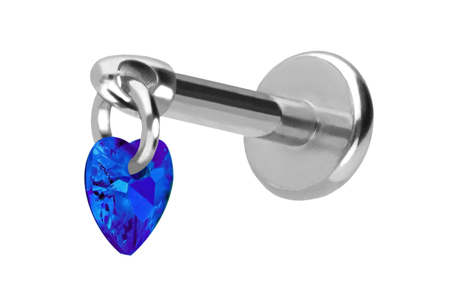 Titan Labret Piercing mit Push Fit KRISTALLHERZ